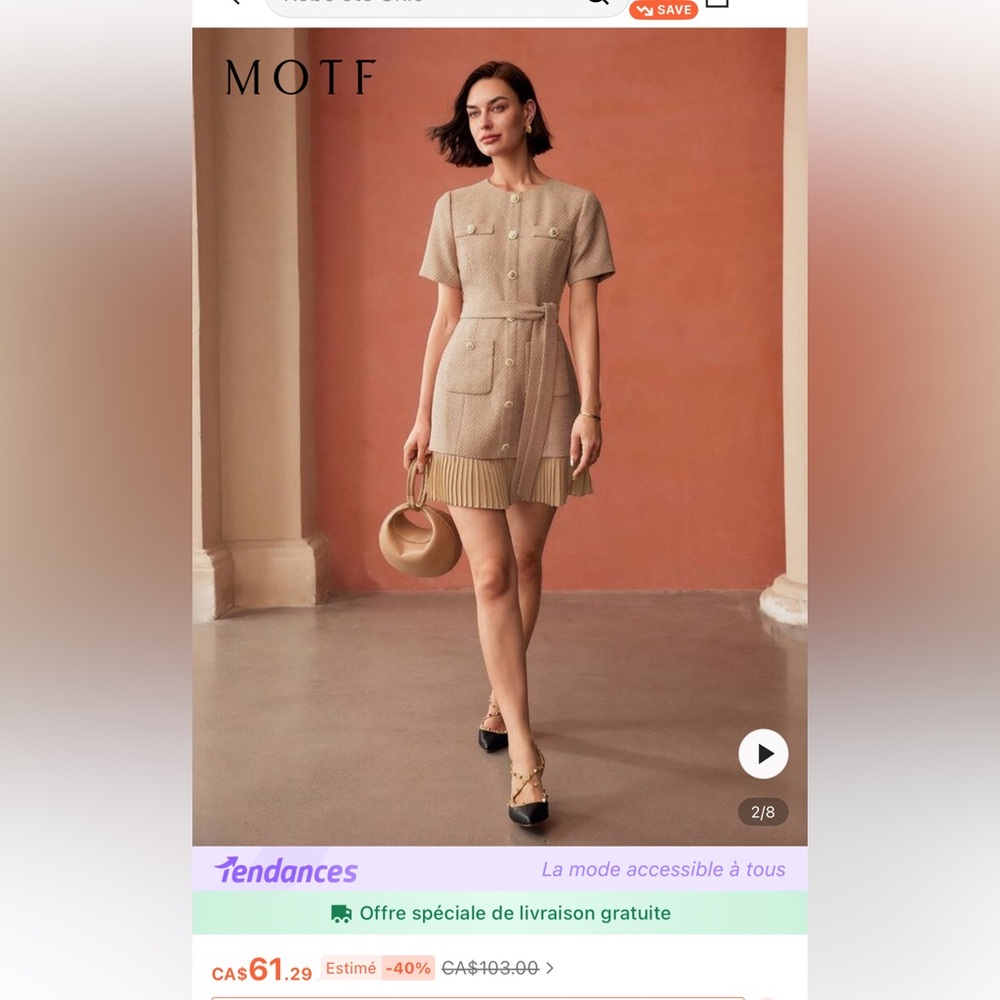 Elegant nude Tweed Dress by MOTF